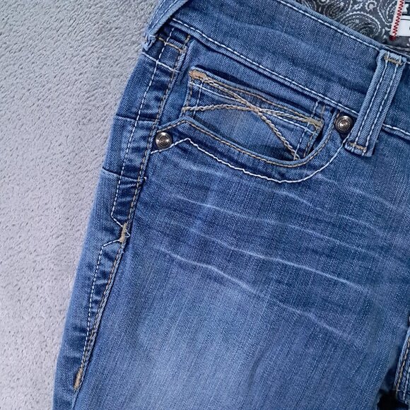 Ariat REAL Denim Jeans Women 29x30, Tag 29 S Blue Stretch Whipstitch Bootcut - Picture 5 of 15